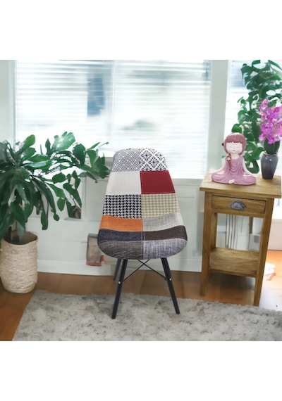 T.conept Renkli Patchwork Sandalye Siyah Ayaklı renkli