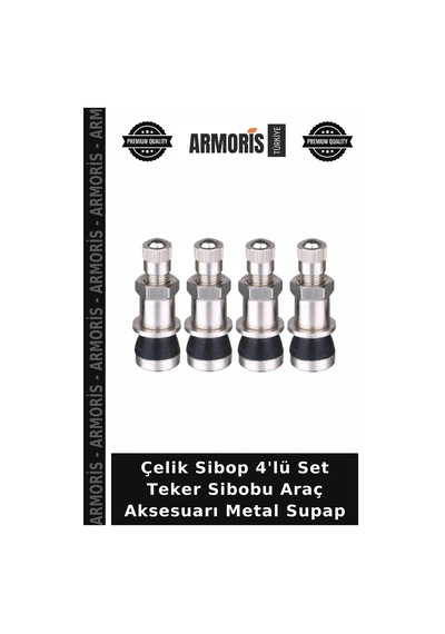 Çelik Sibop 4'lü Set Teker Sibobu Araç Aksesuarı Metal Supap