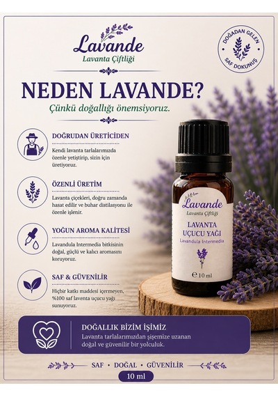Lavande Lavanta Çiftliği  Lavanta Yağı L.intermedia 10 ML