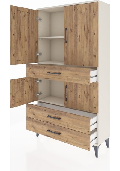Arges Dolap 3 Raflı 3 Çekmeceli 4 Kapaklı 88x30x163 Aytaşı-çam Aytaşı