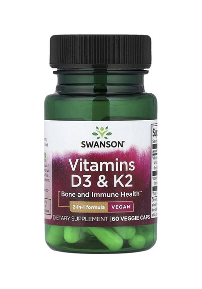 Swanson Vitamins, Vitamins D3 & K2, 60 Veg Caps