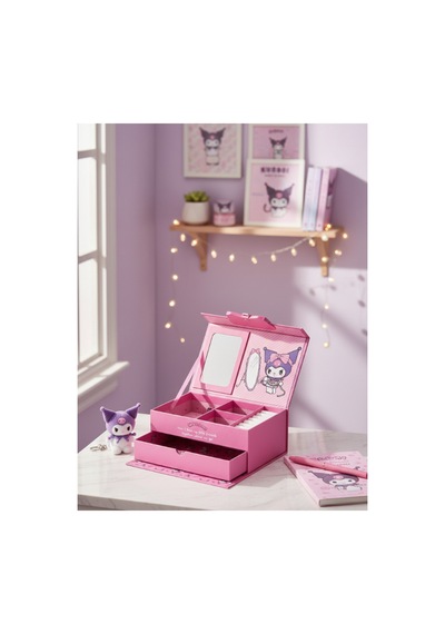 Kuromi Lisanslı Makyaj Kutu Organizer Pembe