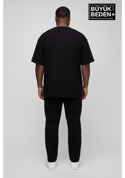 Superlife Erkek Büyük Beden Willamsburg Brooklyn Baskılı 3xl-6xl Bisiklet Yaka Tshırt Spr26bts510-16 Siyah