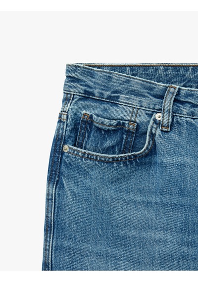 Koton Pamuklu Cepli Straight Fit Bermuda Jean Şort Orta İndigo 6sam40309nd