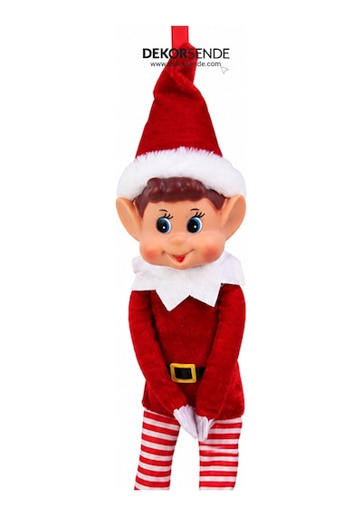 Yılbaşı Figürü Elf Çocuk Kırmızı 45 Cm