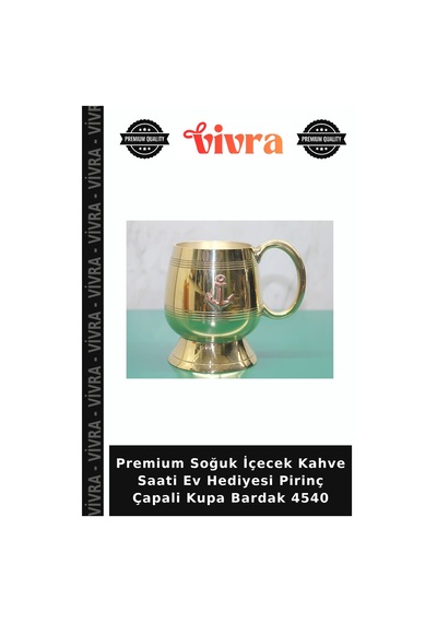 Premium Soğuk İçecek Kahve Saati Ev Hediyesi Pirinç Çapali Kupa Bardak 4540 Çok Renkli