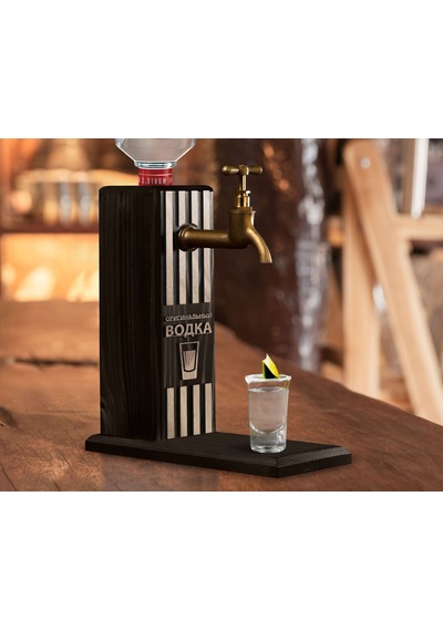 Bk Gift Kişiye Özel Kabartma İsimli Musluklu Siyah Ebony Ahşap Vodka Standı, Vodka Çeşmesi, Doğum Günü Hediyesi, Ev Hediyesi, İçecek Dispenseri-2