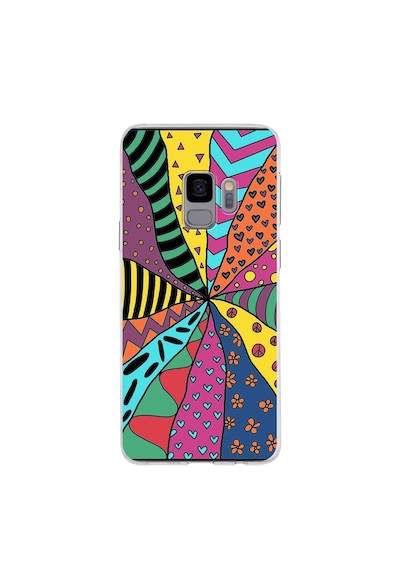 Samsung Galaxy S9 İle Uyumlu 1mm Slim Fit Retro Colors 4 Baskılı Şeffaf Kılıf Şeffaf