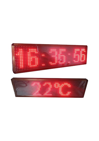 Sanec Çift Modül Dijital Saat-derece Kasa: 67x19 Cm, Kırmızı