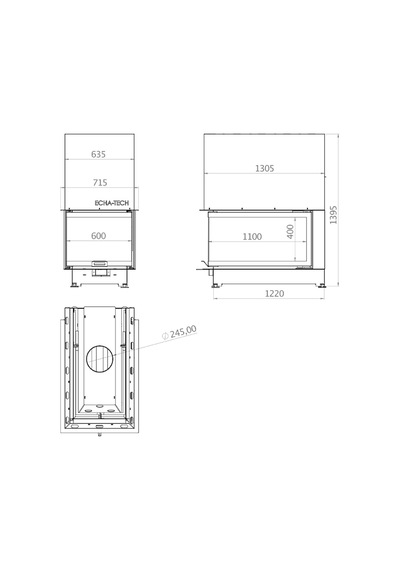 Echa Tech Asansörlü Epi Çelik Şömine Haznesi 60 X 110