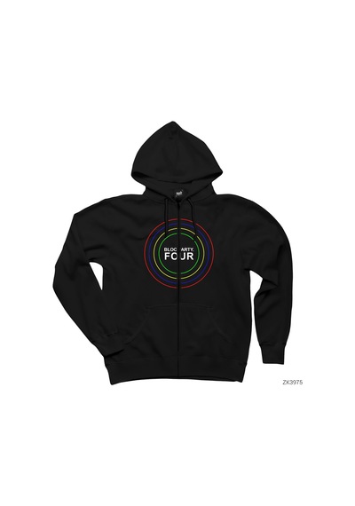 Bloc Party Four Siyah Fermuarlı Kapşonlu Sweatshirt