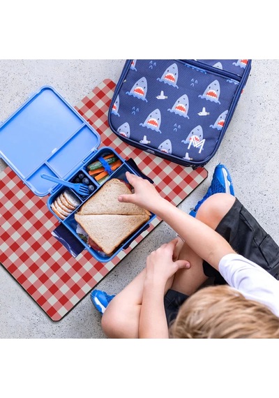 Matgo School Kırmızı Pöti Kareli Sıvı Geçirmez Beslenme Matı Kaymaz Yıkanabilir Okul Yemek Pad 35x45
