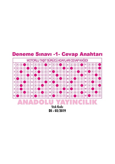 Sürücü Eğitim Deneme Sınavı Sürücü Kursu 5'Li Deneme Sınavı