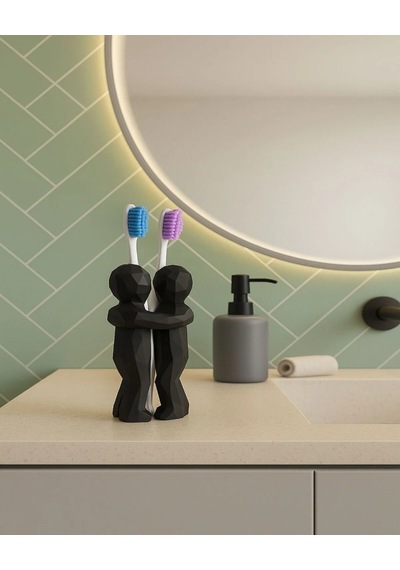 Çiftler İçin 3d Hediyelik Diş Fırçalığı Minimalist Banyo Aksesuarı Geri Dönüştürülmüş Pla 13 X 9 Cm