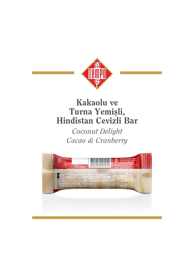 Kakaolu Ve Turna Yemişli Hindistan Cevizli Bar 32 G X 12 Adet