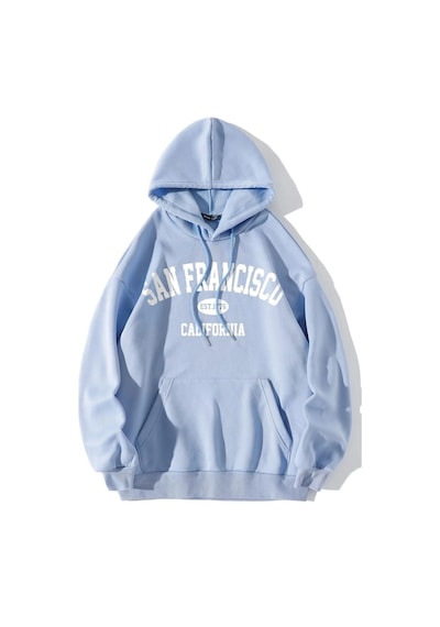 Uyguntarz San Francisco Baskılı Oversize Sweatshirt Bebe Mavisi