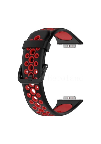 Huawei Watch Fit 2 Spor Delikli Kordon - Siyah-kırmızı Çok Renkli