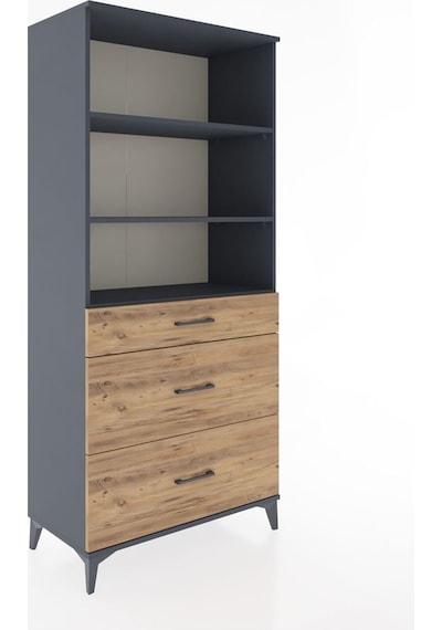 Hyperion Dolap 3 Raflı 3 Çekmeceli 88x44x195 Antrasit-çam Antrasit