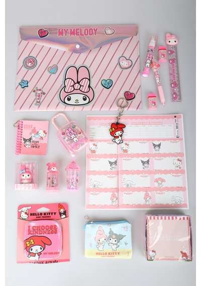 Lisanslı My Melody & Best Friends 20 Parça Kırtasiye Seti Çıtçıt Dosya,uçlu Kalem,roket Silgi Diğer