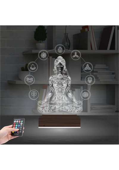 Luvivia Yoga Yogacı Lotus 3d Lamba - Masa Gece Lambası Şeffaf