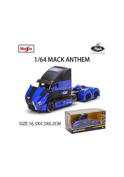 Maisto 1:64 Uluslararası Mercedes-benz Mack Marşı Römork Modeli Simülasyon Mavi