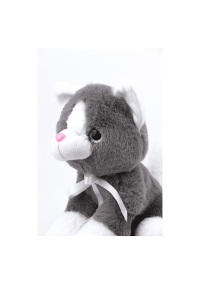 Peluş Oyuncak Oturan Kedi Çift Renkli 30 Cm - Gri Beyaz