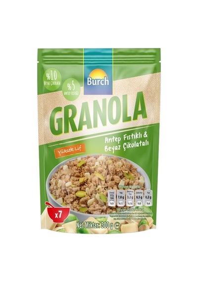 5 Adet Burch Antep Fıstıklı & Beyaz Çikolatalı Granola 300 G