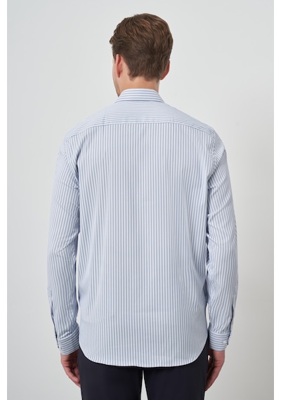 Morven Erkek Marine Çizgi Desen Trend Slim Fit Gömlek 25mc004051210 Marine Marine