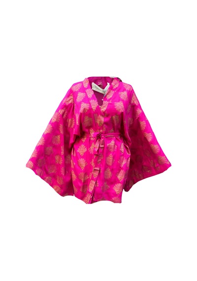 Lila Mare İthal Hint Kumaşlı Handmade Beachwear Yazlık Kimono Standart Bedenlere 36-44 Arası Uygundur Renkli Renkli