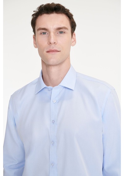 Ac&co Erkek Acık Mavı Non-ıron Ütü Gerektirmeyen %100 Pamuk Slim Fit Dar Kesim Klasik Yaka Gömlek