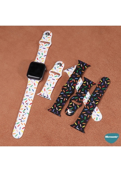 Microsonic Apple Uyumlu  Watch Series 6 44 MM Silikon Kordon V2 Pride Edition