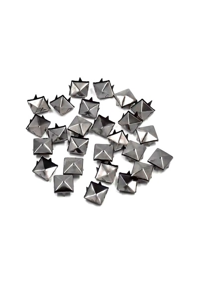 Süs Tırnaklı Platin Çakma Kare Piramit 10 Mm 20 Adet Metal Trok