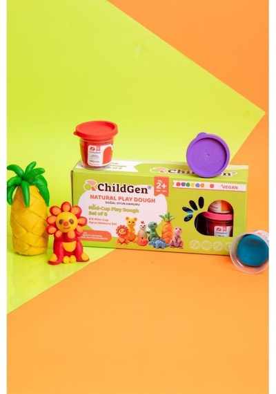 Childgen Doğal Oyun Hamuru - Mini-cup- 8'li Set 8x65gr Mor