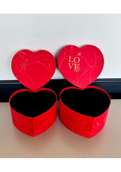 Sevgililer Günü Kalpli Love Kutu-2 Adet Kalpli Hediye Kutusu