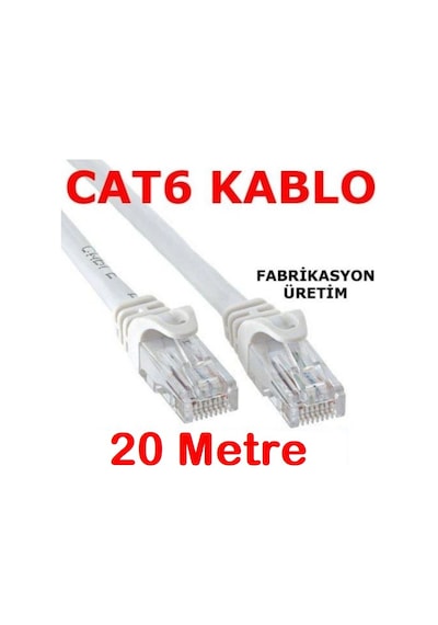 Cat6 Kablo Ethernet Adsl Lan Patch Kablo Fabrikasyon Uç 20 Metre