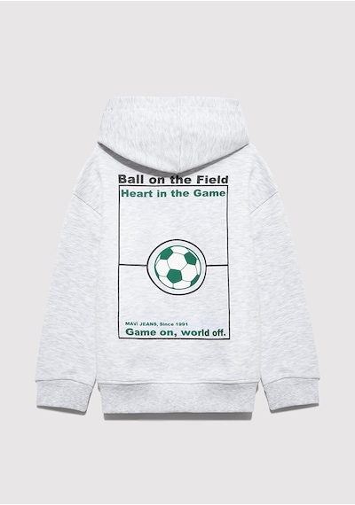 Mavi - Baskılı Kapüşonlu Gri Sweatshirt 6s10182-88467 Gri