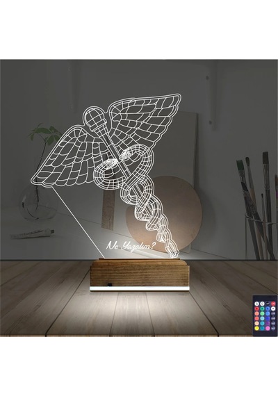Luvivia Doktor Tıp Logo Kişiye Özel 3d Lamba - Masa Gece Lambası V3 Şeffaf