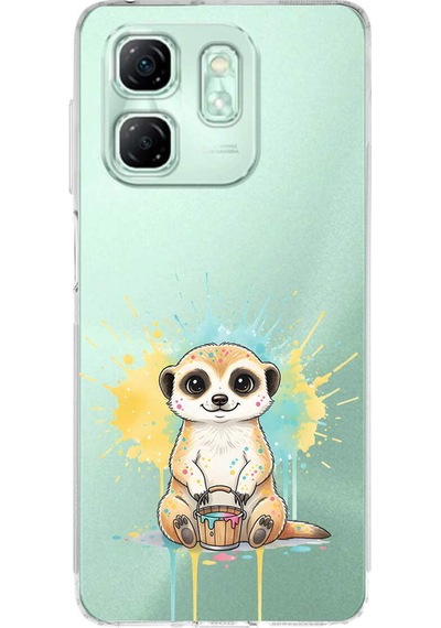 Infinix Smart 9 İle Uyumlu Splash Mirket Tasarımlı Şeffaf Silikon Kılıf Şeffaf
