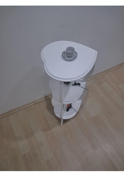 Çiçeklik Fiskos 90679 Çiçeklik Kalpli Model Mdf Parlak Ahşap Ayak Parlak Beyaz