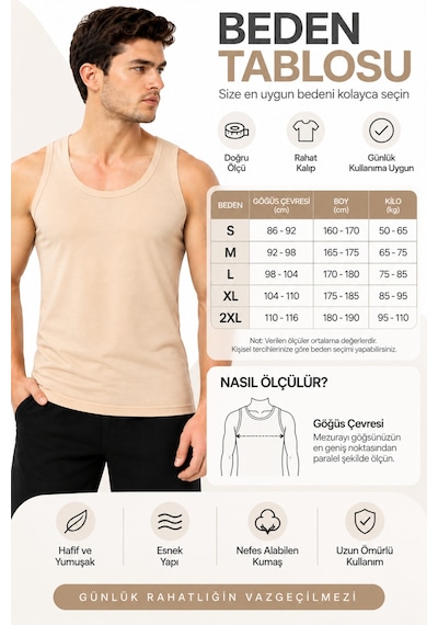 Westicgiyim Erkek Ten Rengi Modal Atlet Pamuklu Esnek Nefes Alan Yumuşak Günlük İç Giyim S M L Xl 2xl Bej