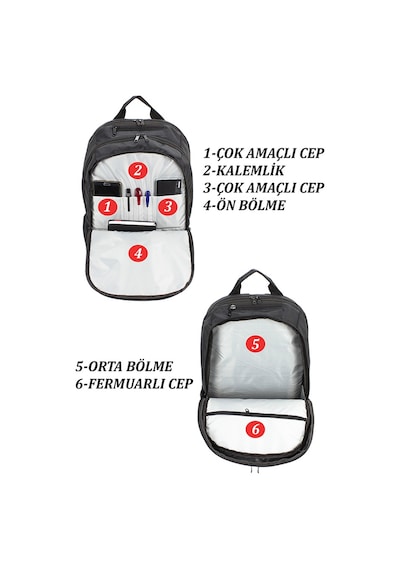 Case Club Siyah Sırt Çantası 17.3’’ Laptop Bölmeli Su Geçirmez Kumaş Siyah