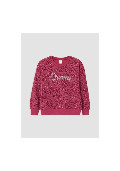 Lc Waikiki Alıta Cıty Farkıyla Lcw Kids Bordo 3 İplik Şardonlu Baskılı Loose & Bol Kız Çocuk Sweatshirt Bordo - 931690587 Bordo