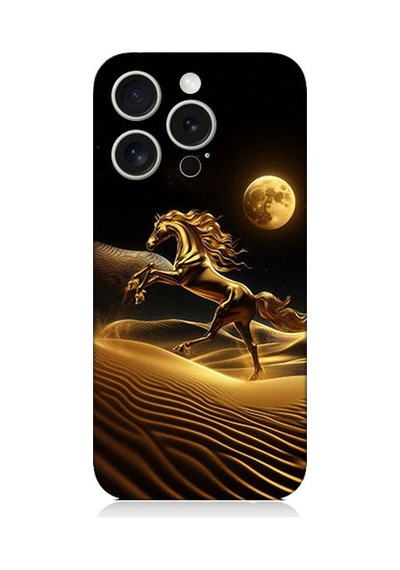 Apple Uyumlu iPhone 15 Pro Çöl Atı Desenli Silikon Kılıf Silikon