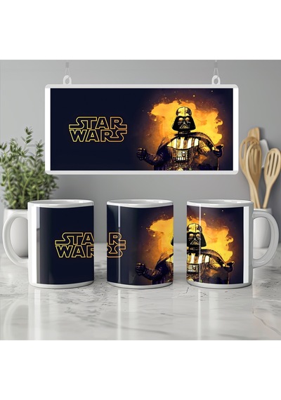 Star Wars Darth Vader Temalı Kupa Bardak - Karanlık Güç Film Koleksiyon Beyaz