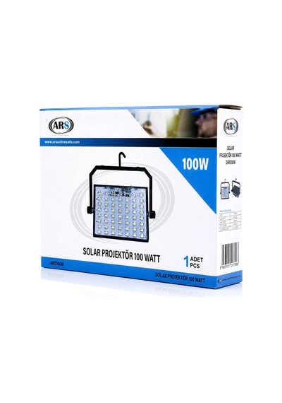 100w Güneş Enerjili Led Işık Solar Projektör - Fener Kamp - Dış Mekan 3 Farklı Led Işık 348960 Lmb 5580