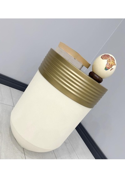 Elegant Dekoratif Eskitme Darbuka Krem Sehpa 60cm