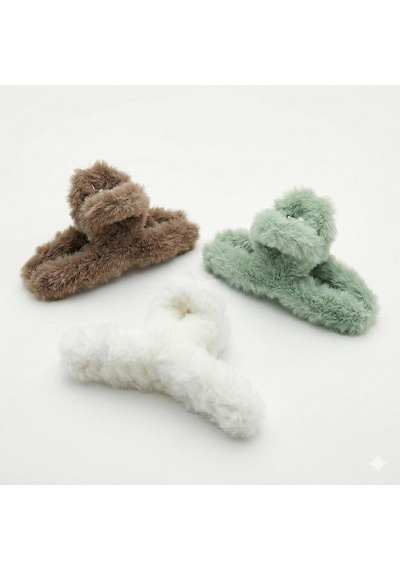 Peluş Mandal Toka 3 Lü Set Çok Renkli