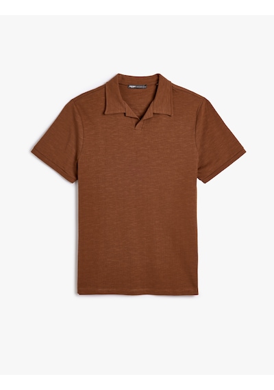 Koton Polo Yaka Tişört Kısa Kollu Pamuklu Kahverengi 4sam11035hk Kahverengi