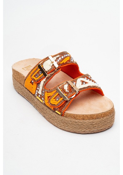 Luvishoes Luvi Shoes Bobby Turuncu Taşlı Etnik Desenli Hasır Kalın Mantar Tabanlı Kadın Terlik Turuncu Luvishoes Luvi Shoes Bobby Turuncu Taşlı Etnik Desenli Hasır Kalın Mantar Tabanlı Kadın Terlik Turuncu