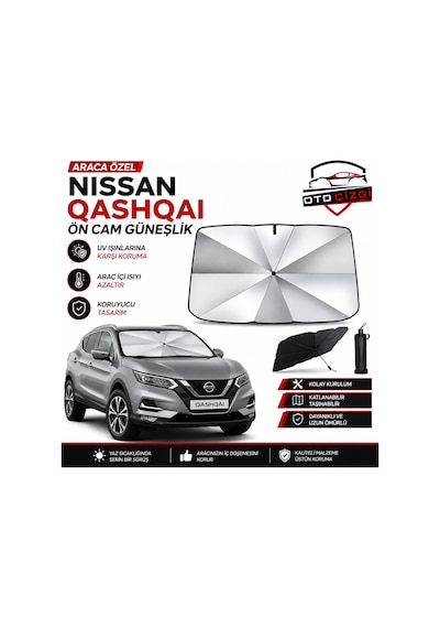 Nissan Qashqai Şemsiye Tip Ön Cam Güneşliği Katlanabilir Uv Korumalı Araç Cam Güneşlik